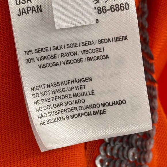 Laurel  Womens silk Orange sweater Top poncho Sequin Trim size medium new - Picture 3 of 15
